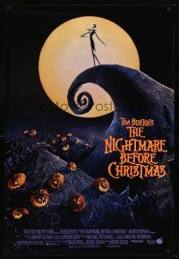 7c442 NIGHTMARE BEFORE CHRISTMAS DS 1sh '93 Tim Burton, Disney, great artwork of Jack as Santa!