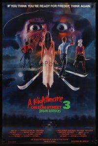 7c446 NIGHTMARE ON ELM STREET 3 int'l 1sh '87 cool horror artwork of Freddy Krueger by Matthew Peak!