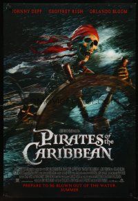 7c478 PIRATES OF THE CARIBBEAN advance DS 1sh '03 Curse of the Black Pearl, skeleton at the wheel!