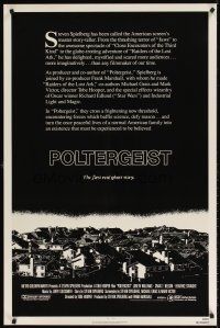 7c486 POLTERGEIST int'l 1sh '82 Tobe Hooper, Steven Spielberg, creepy image of suburbs!