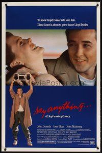 7c550 SAY ANYTHING 1sh '89 image of John Cusack holding boombox, Ione Skye, Cameron Crowe!