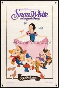 7c578 SNOW WHITE & THE SEVEN DWARFS foil 1sh R87 Walt Disney animated cartoon fantasy classic!