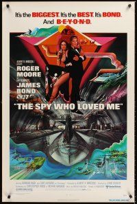 7c586 SPY WHO LOVED ME 1sh '77 great art of Roger Moore as James Bond 007 by Bob Peak!