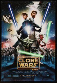 7c604 STAR WARS: THE CLONE WARS advance DS 1sh '08 art of Anakin Skywalker, Yoda, & Obi-Wan Kenobi!