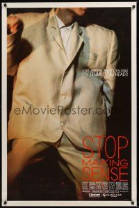 7c609 STOP MAKING SENSE 1sh '84 Jonathan Demme, Talking Heads, close-up of David Byrne's suit!
