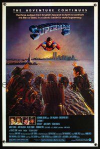 7c615 SUPERMAN II 1sh '81 Christopher Reeve, Terence Stamp, great artwork over New York City!