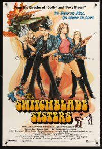 7c623 SWITCHBLADE SISTERS 1sh R96 Jack Hill, fantastic art of sexy bad girl gang with guns!