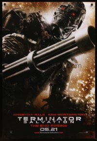 7c635 TERMINATOR SALVATION teaser DS 1sh '09 Christian Bale, Worthington, cyborg action!