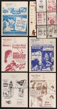 7d031 LOT OF 100 HERALDS/FLYERS '50s Brigitte Bardot, Laurel & Hardy, Sin & Desire + more!