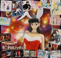 7d039 LOT OF 16 UNFOLDED & FORMERLY FOLDED JAPANESE IN-STORE PROMO POSTERS '85-90 sexy cartoons!