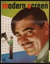 7d075 MODERN SCREEN magazine March 1947 smiling portrait of Clark Gable by Nikolas Muray!