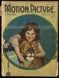 7d102 MOTION PICTURE magazine December 1920 art of Hope Hampton hugging a lion by Leo Sielke Jr.!