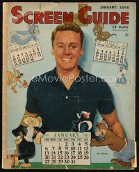 7d137 SCREEN GUIDE magazine January 1946 Van Johnson with MGM cartoon characters by Bruce Bailey!