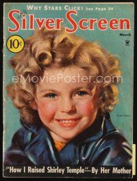 7d064 SILVER SCREEN magazine March 1935 wonderful artwork of cute smiling Shirley Temple!