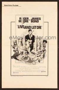 7d442 LIVE & LET DIE pressbook '73 art of Roger Moore as James Bond by Robert McGinnis!