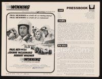 7d502 WINNING pressbook R73 Paul Newman, Joanne Woodward, Indy car racing art by Howard Terpning!