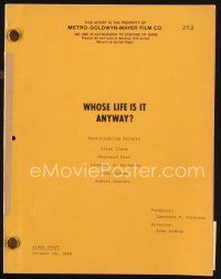 7d375 WHOSE LIFE IS IT ANYWAY revised final draft script Oct 28, 1980, screenplay by Brian Clark+4!