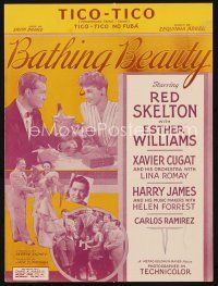 7d231 BATHING BEAUTY sheet music '44 Red Skelton, sexy Esther Williams, Tico-Tico!