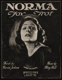 7d264 NORMA FOX TROT sheet music '20 portrait of pretty Norma Talmadge!