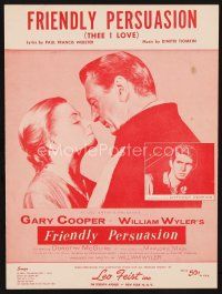 7d244 FRIENDLY PERSUASION sheet music '56 Gary Cooper, Dorothy McGuire, the title song!