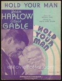 7d253 HOLD YOUR MAN sheet music '33 great close up of Jean Harlow & Clark Gable, the title song!