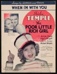 7d267 POOR LITTLE RICH GIRL sheet music '36 Shirley Temple as drum major, When I'm With You!
