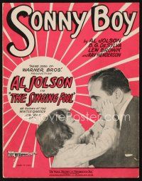 7d277 SINGING FOOL sheet music '28 great image of Davey Lee with Al Jolson, Sonny Boy!
