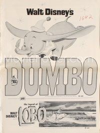 7d412 DUMBO/LEGEND OF LOBO pressbook '72 Walt Disney double-bill, elephants & wolves!