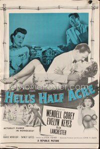 7d428 HELL'S HALF ACRE pressbook '54 Wendell Corey romances sexy Evelyn Keyes in Hawaii!