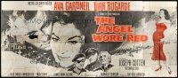 7e005 ANGEL WORE RED 24sh '60 sexy full-length Ava Gardner, Dirk Bogarde has a price on his head!
