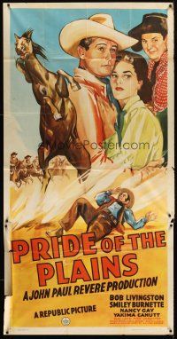 7e627 PRIDE OF THE PLAINS 3sh '44 art of cowboy Robert Livingston, Smiley Burnette & Nancy Gay!