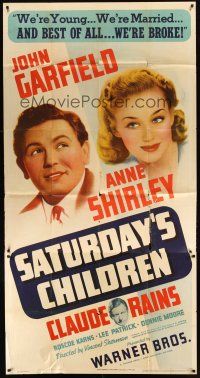 7e645 SATURDAY'S CHILDREN 3sh '40 John Garfield & Anne Shirley are married, poor & proud of it!