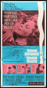 7e669 STOLEN HOURS 3sh '63 Susan Hayward, they say she uses men like pep-up pills!