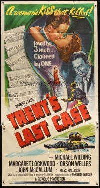 7e692 TRENT'S LAST CASE 3sh '53 art of Margaret Lockwood, Michael Wilding & Orson Welles!