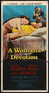 7e709 WOMAN'S DEVOTION 3sh '56 artwork of Paul Henreid & Janice Rule. lover or love-mad!