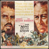 7e008 AGONY & THE ECSTASY roadshow 6sh '65 great art of Charlton Heston & Rex Harrison, Carol Reed!