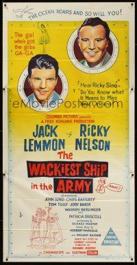 7e485 WACKIEST SHIP IN THE ARMY Aust 3sh '60 stone litho of Jack Lemmon & Ricky Nelson!