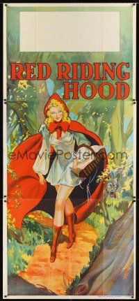 7e495 RED RIDING HOOD stage play English 3sh '30s stone litho of sexy Red with wolf trailing behind!