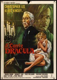 7e306 COUNT DRACULA Italian 1p '70 Jess Franco, art of Christoper Lee as the vampire by Mos!