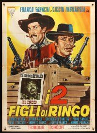 7e468 TWO SONS OF RINGO Italian 1p '67 wacky spaghetti western artwork by Renato Casaro!