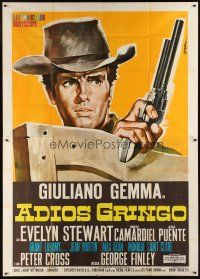 7e078 ADIOS GRINGO Italian 2p '66 spaghetti western art of cowboy Giuliano Gemma by Symeoni!