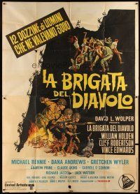 7e094 DEVIL'S BRIGADE Italian 2p '68 William Holden, Cliff Robertson, Vince Edwards, different art!