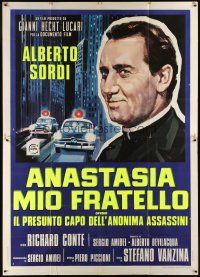 7e122 MY BROTHER ANASTASIA Italian 2p '73 art of priest Alberto Sordi & police cars!