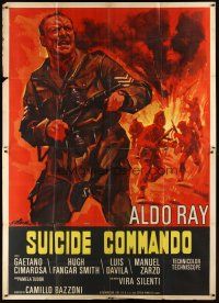 7e140 SUICIDE COMMANDO English export Italian 2p '68 art of Aldo Ray in WWII by Giorgio Olivetti!