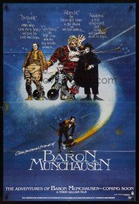 7g034 ADVENTURES OF BARON MUNCHAUSEN teaser 1sh '89 directed by Terry Gilliam, cool art!