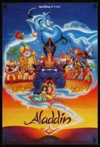 7g042 ALADDIN int'l 1sh '92 classic Walt Disney Arabian fantasy cartoon, great art of cast!