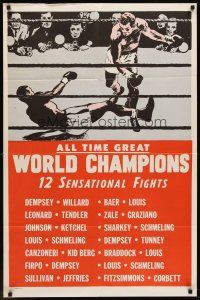 7g050 ALL TIME GREAT WORLD CHAMPIONS 1sh '40s Jack Dempsey, Joe Louis, Rocky Graziano, boxing!