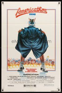 7g060 AMERICATHON 1sh '79 great wacky artwork of Uncle Sam by Robert Grossman!