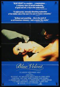 7g114 BLUE VELVET 1sh '86 directed by David Lynch, sexy Isabella Rossellini, Kyle McLachlan