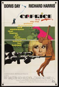 7g138 CAPRICE 1sh '67 pretty Doris Day, Richard Harris, cool sniper image!